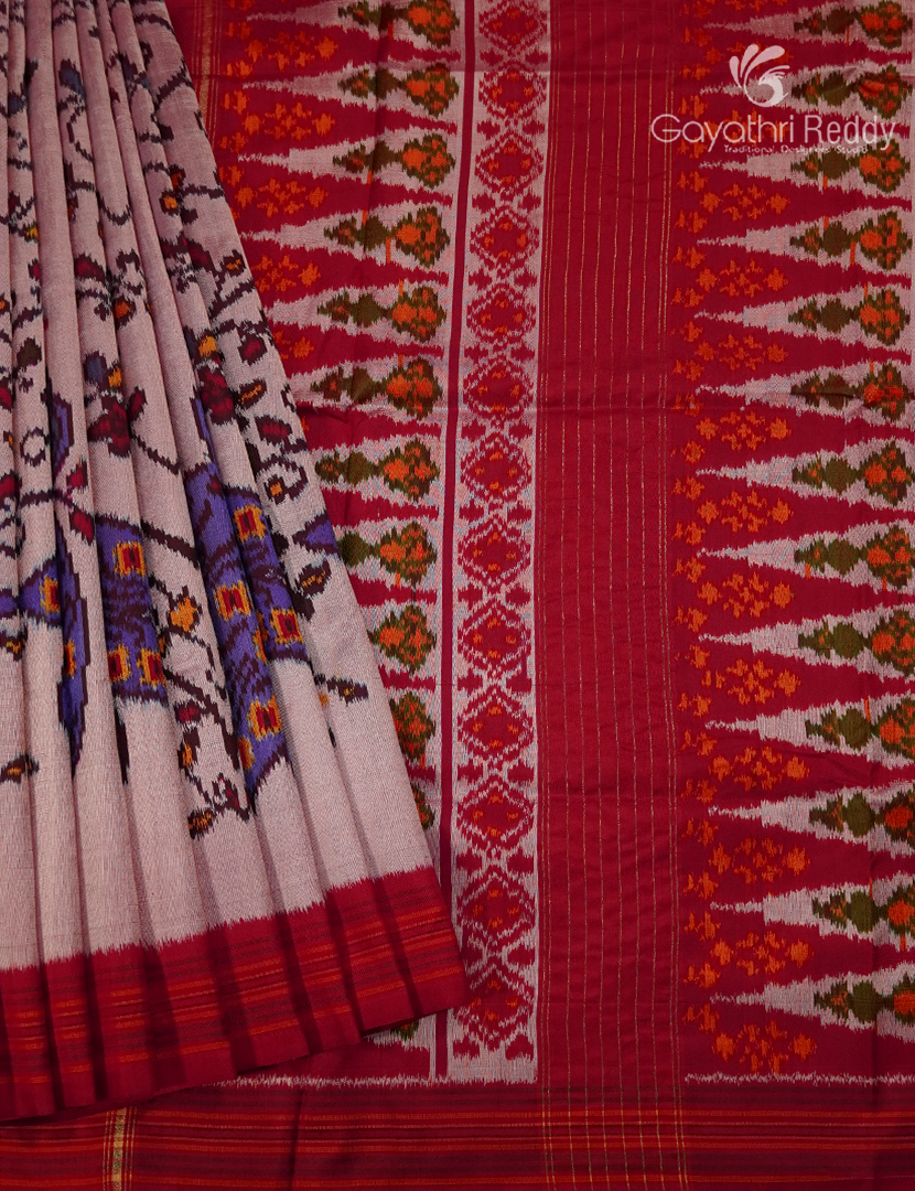 Pure Ikat Silk Saree in Onion Pink and Deep Pink