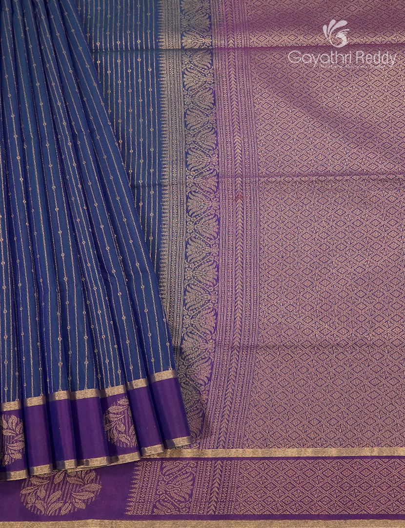 Kanchipuram Sico Saree in Grey and Purple