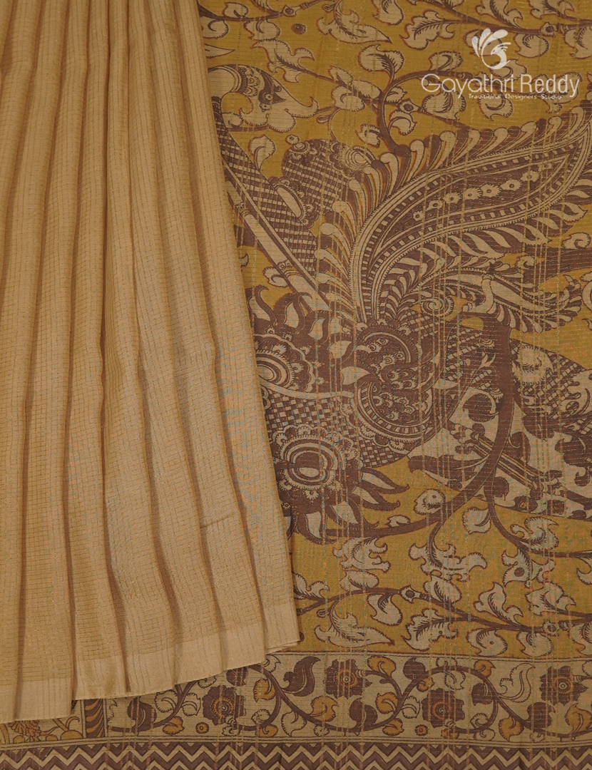 Pure Munga Silk Saree in Golden Beige