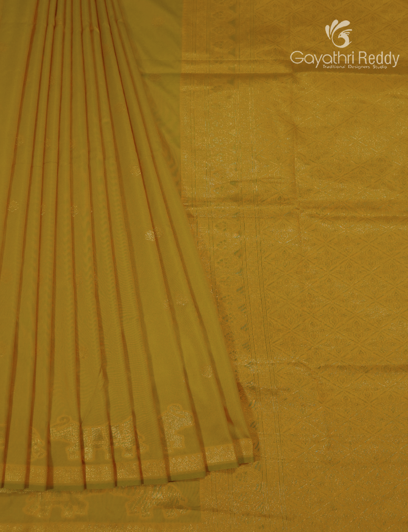 Semi Kanchipuram Art Silk Saree in Dry Mehendi
