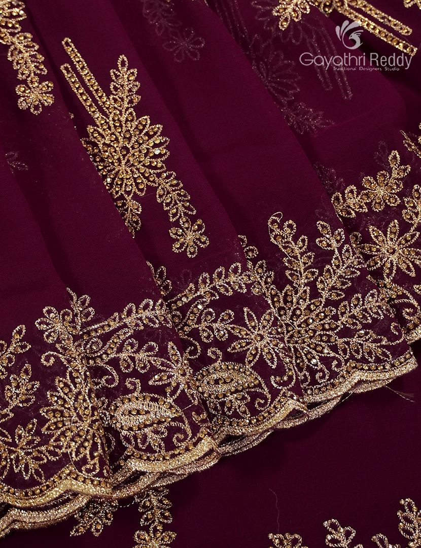 Georgette Fancy Saree in Deep Plum