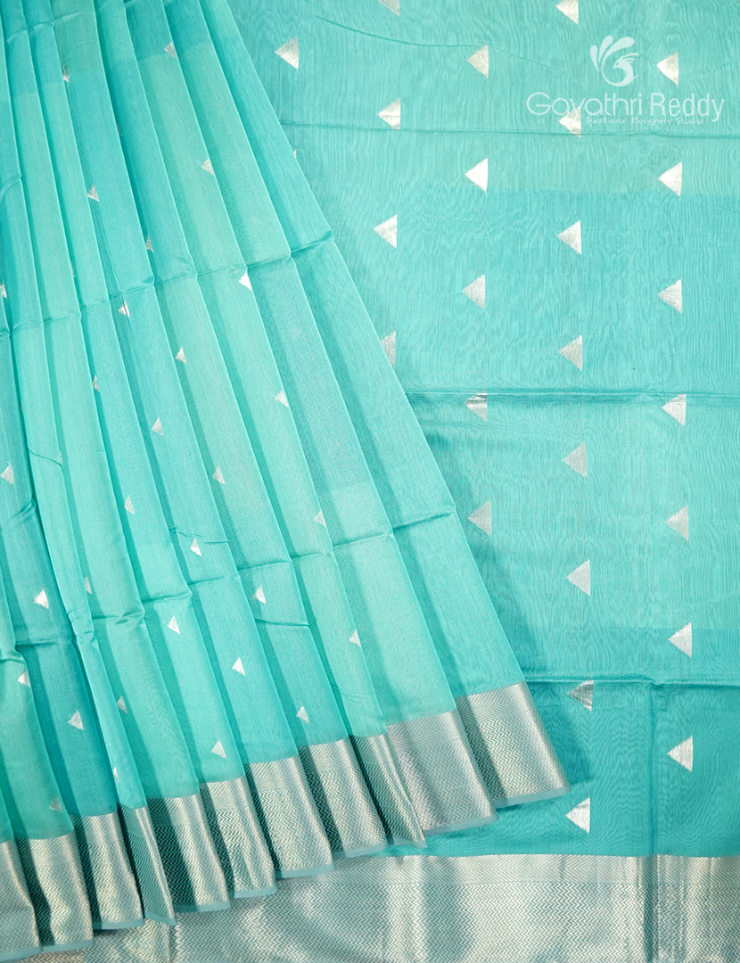 Pure Chanderi Sico Saree in Pastel Blue
