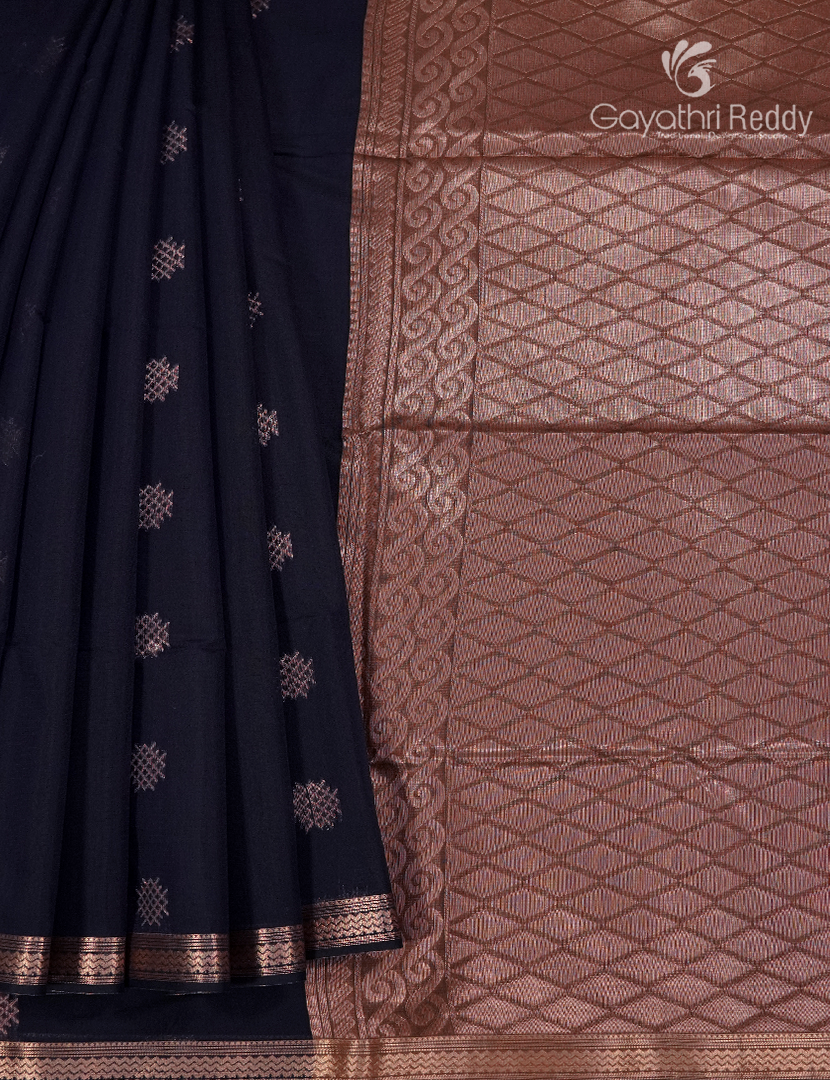 Kanchipuram Sico Saree in Black and Brown