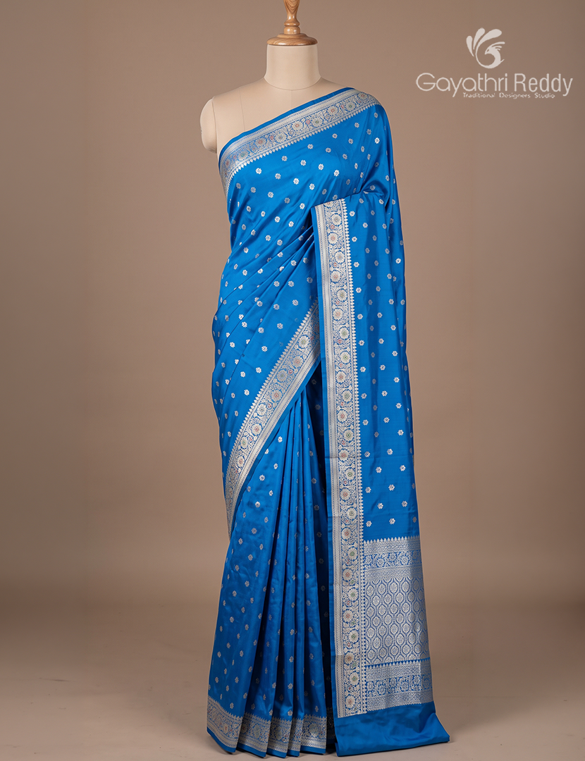 Semi Banaras Katan Silk Saree in Persian Blue