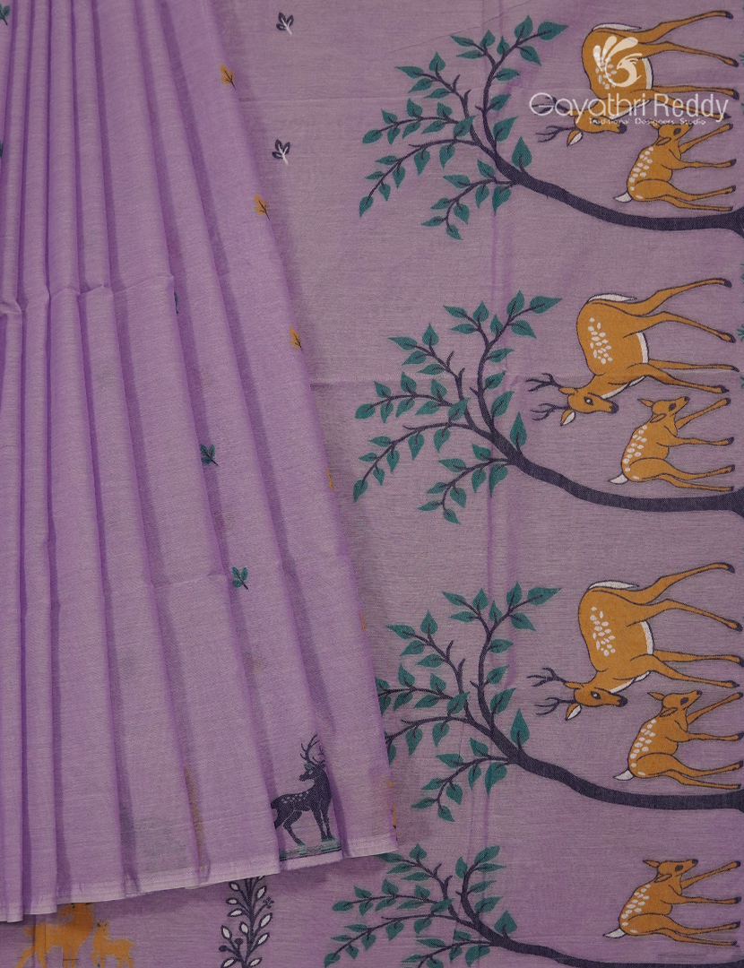 Jamdani Cotton Saree in Onion Pink