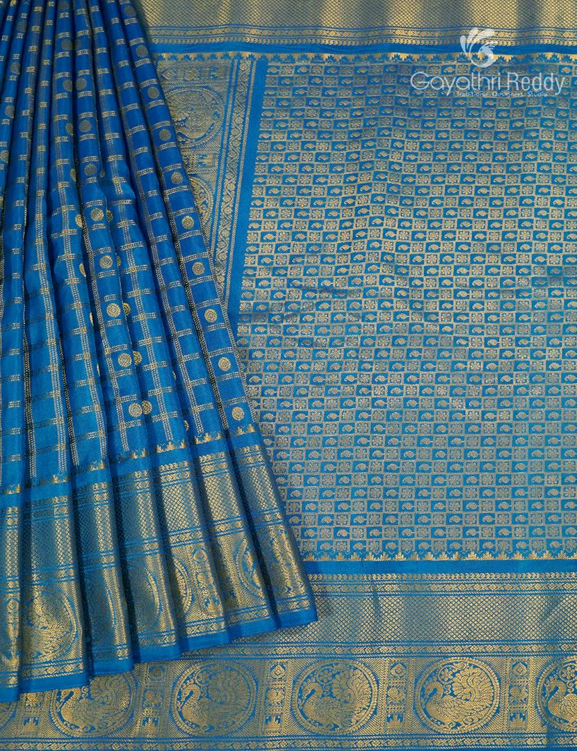 Pure Gadwal Silk Saree in Cobalt Blue