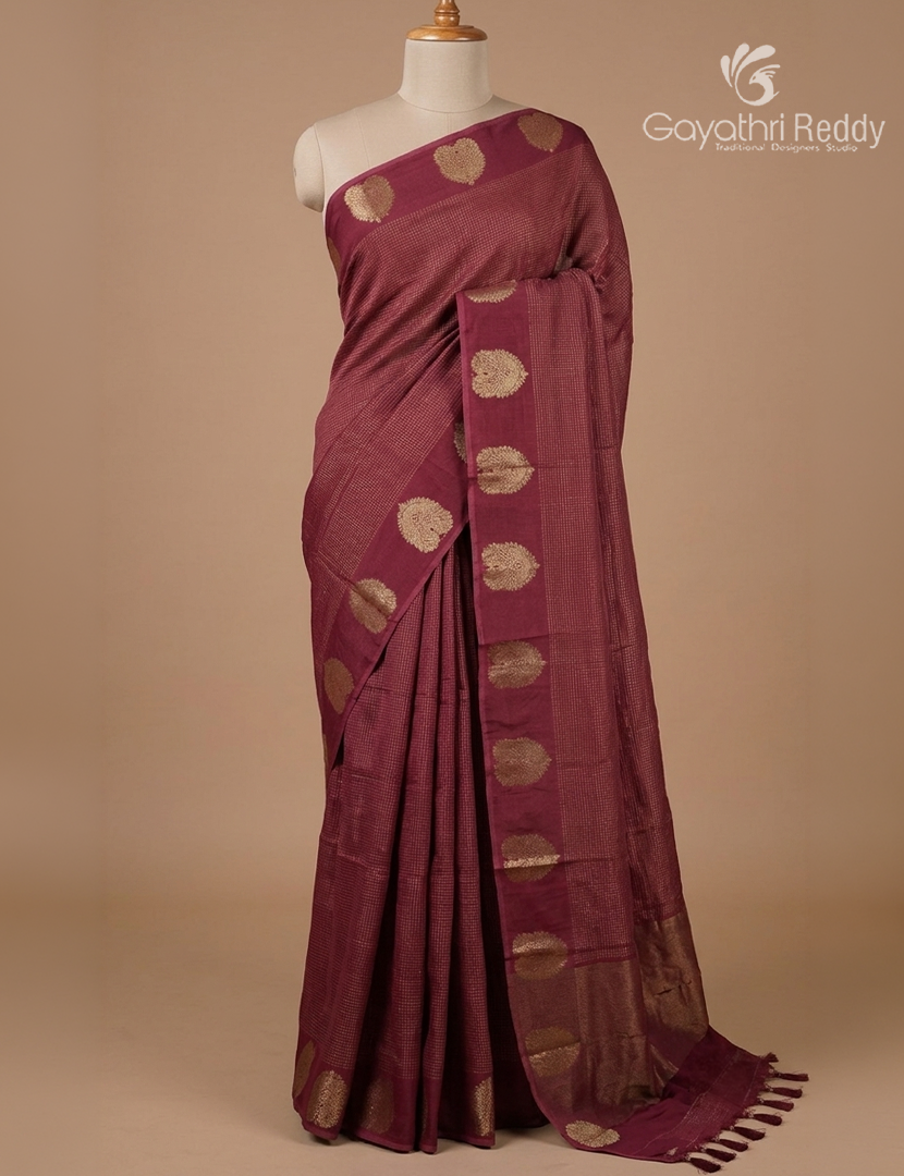 Semi Mysore Crepe Saree in Jamun