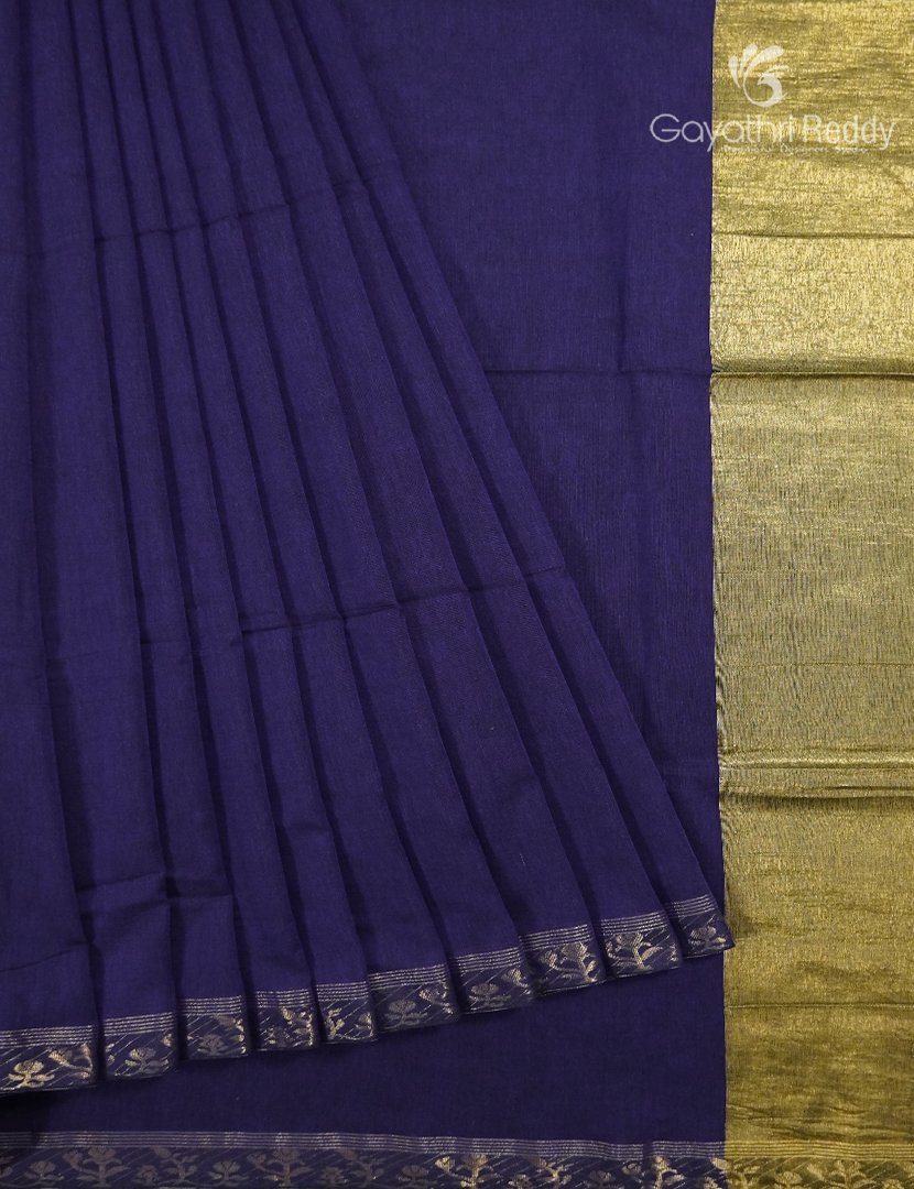 Jamdani Cotton Saree in Deep  Blue