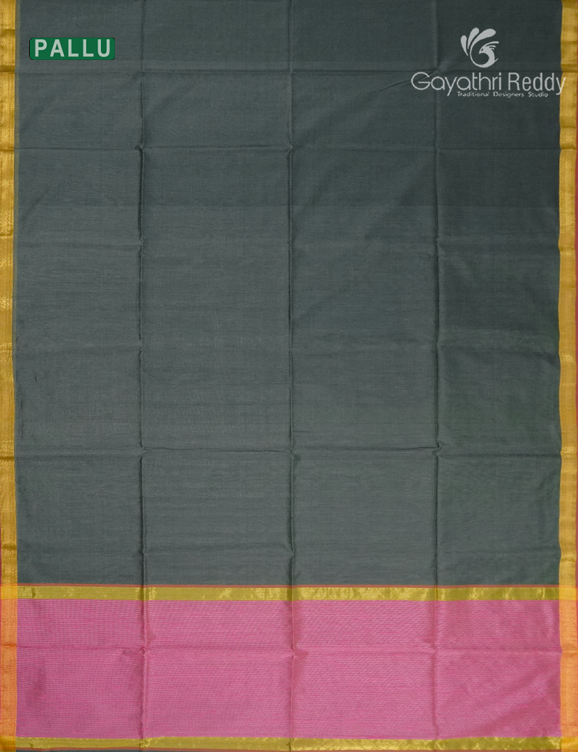 Pure Chanderi Sico Saree in Ash Grey and Baby Pink