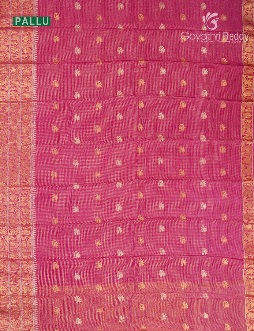 Semi Mysore Crepe Saree in Rose Pink