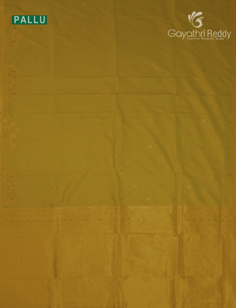 Semi Kanchipuram Art Silk Saree in Dry Mehendi