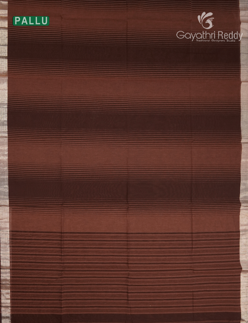 Pure Kanchi Cotton Saree in Light Brown and Deep Brown