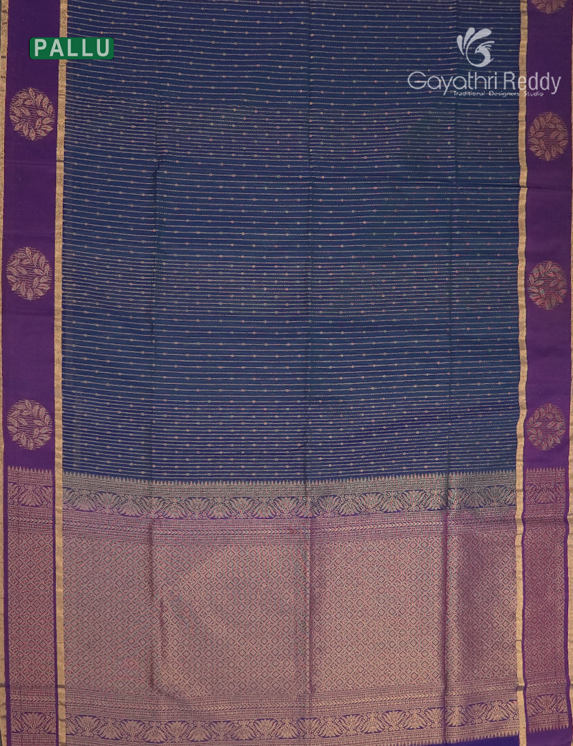 Kanchipuram Sico Saree in Grey and Purple