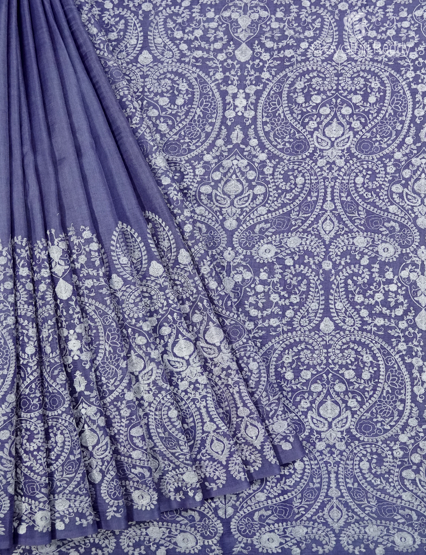 Pure Desi Tussar Fancy Saree in Deep Denim Blue