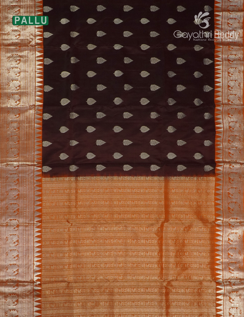 Pure Venkatagiri Silk Saree in Deep Snuff and Burnt Orange