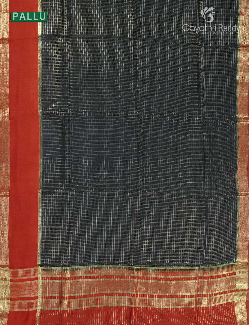 Semi Mysore Crepe Saree in Black and Red