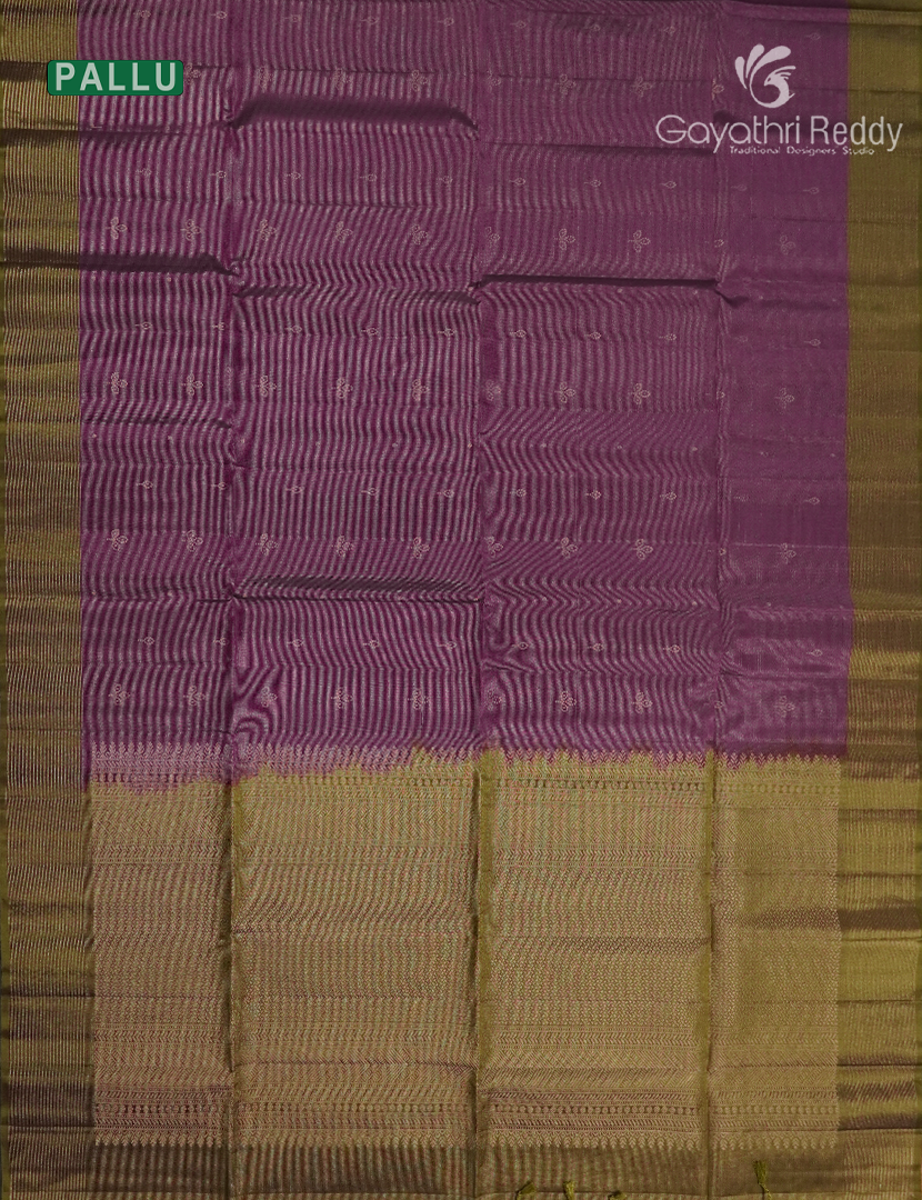Pure  Kanchipuram Light Weight Silk Saree in Deep Onion Pink and Mehendi Green