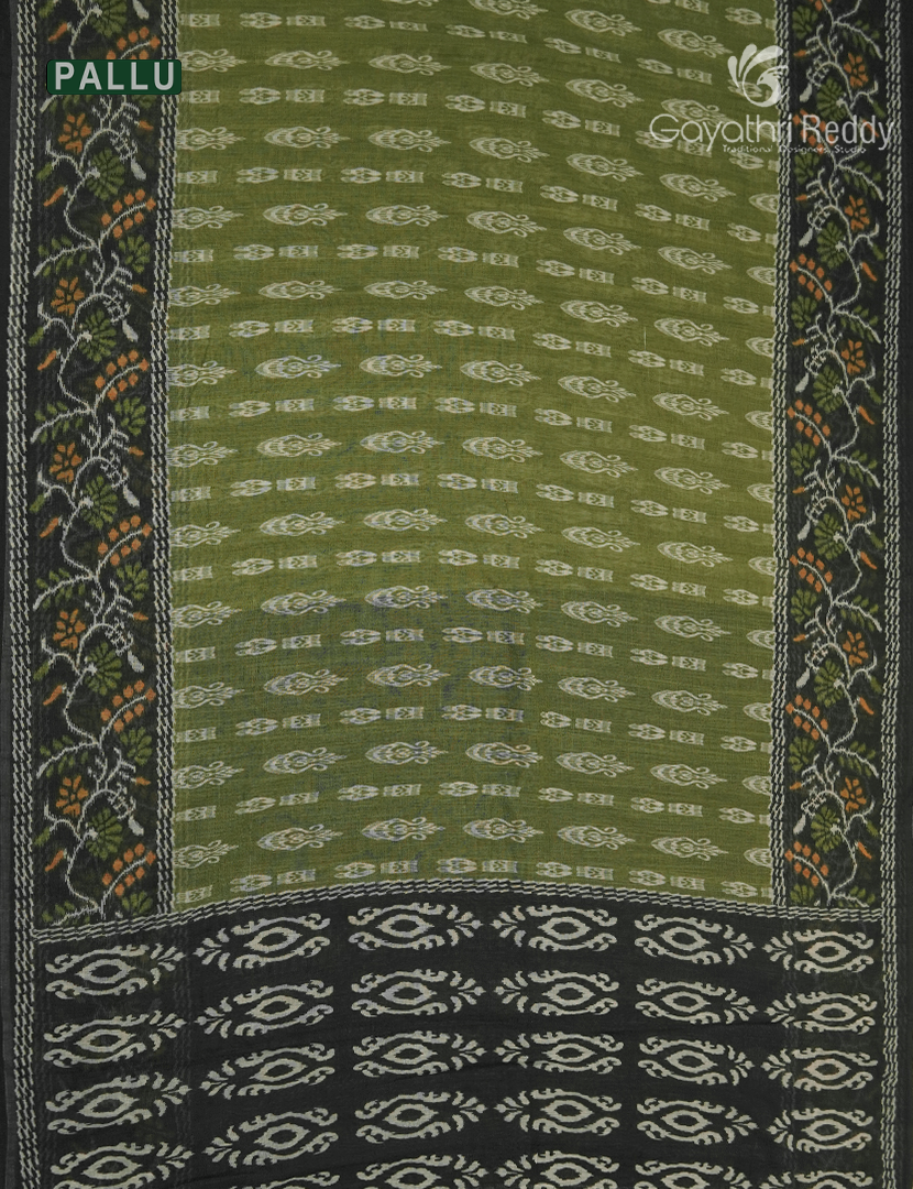 Linen Cotton Saree in Mehendi Green