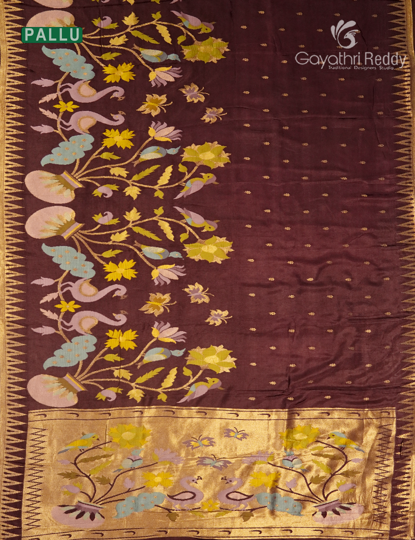 Pure Satin Silk Saree in Brown