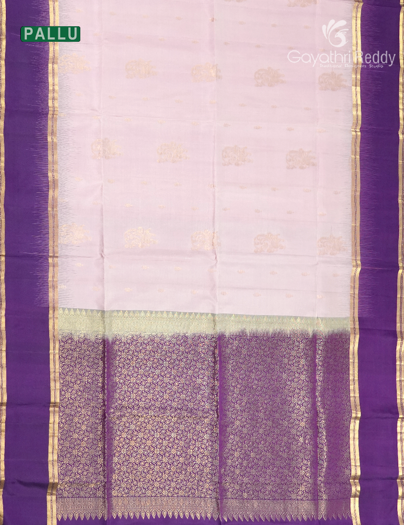 Pure Kanchipuram Silk Vintage Saree in Pastel pink and Deep Purple