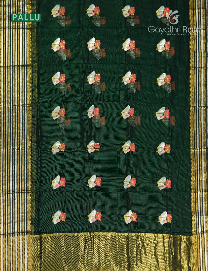 Pure Silk Kota Saree in Bottle Green