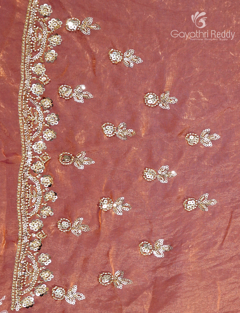 Tissue Fancy Saree in Pastel Coral