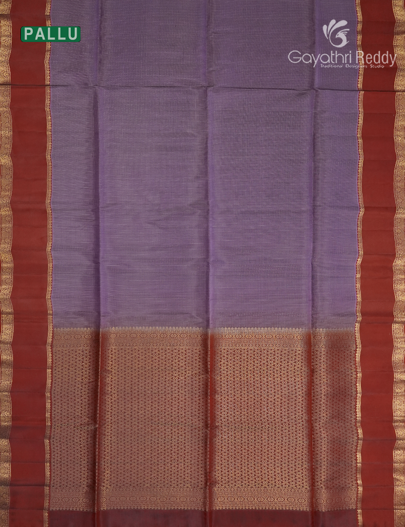 Pure  Kanchipuram Light Weight Silk Saree in Mauve Lavender and Maroon