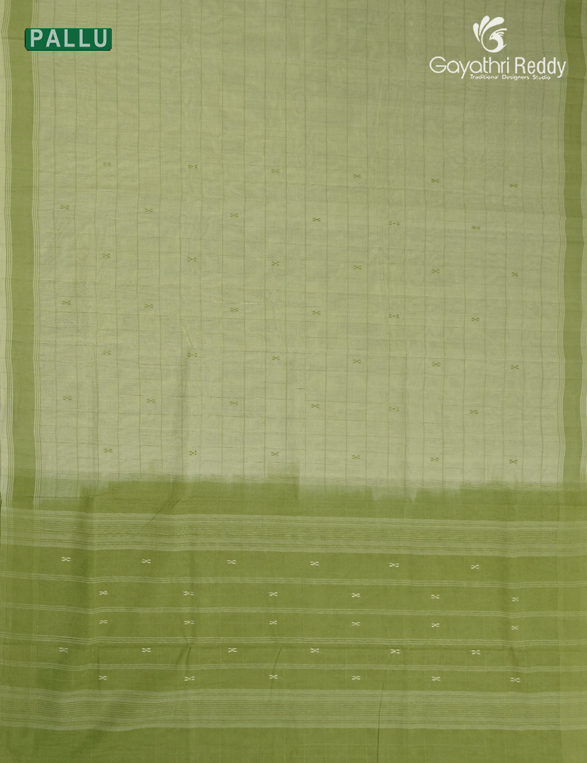 Pure Kanchi Cotton Saree in Light Green and Parrot Green