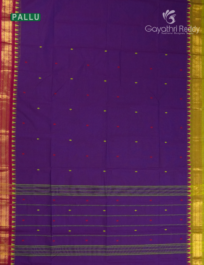 Pure Handloom Cotton Saree in Deep Violet
