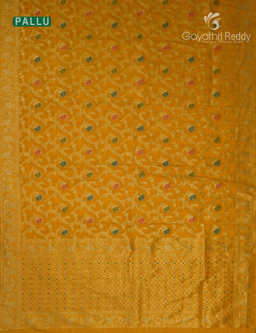 Banaras Georgette Saree in Mustard Yellow