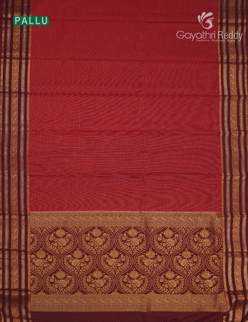 Semi Mysore Crepe Saree in Bridal Red and Brown