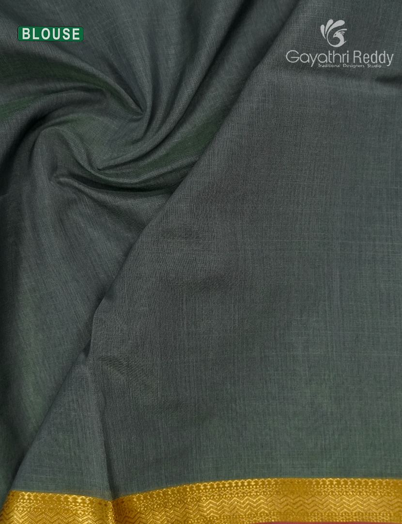Pure Chanderi Sico Saree in Ash Grey and Baby Pink
