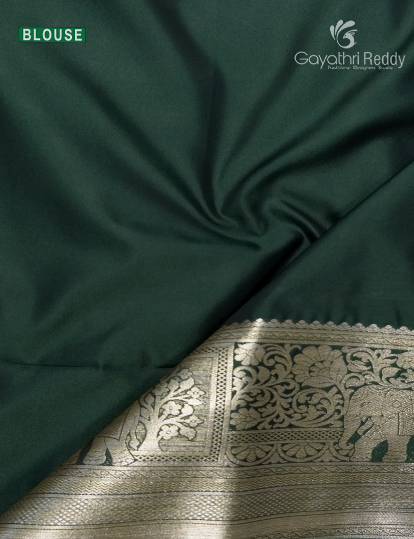 Soft Silk Saree in Deep Maroon and Deep Green