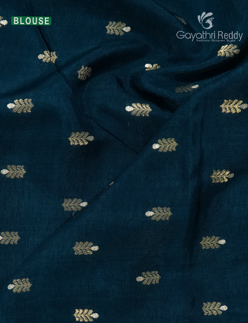 Semi Mysore Crepe Saree in Deep Peacock Blue