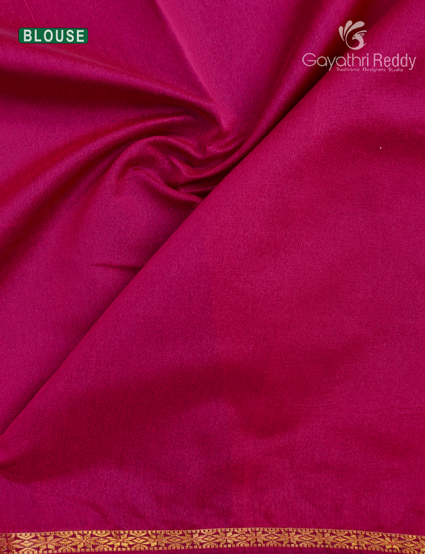 Silk Cotton Saree in Royal Blue and Rani Pink