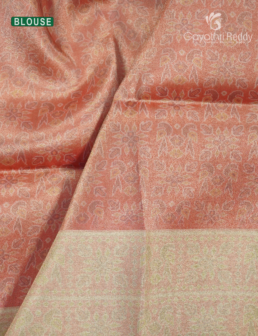 Semi Tussar Saree in Golden Yellow and Orange