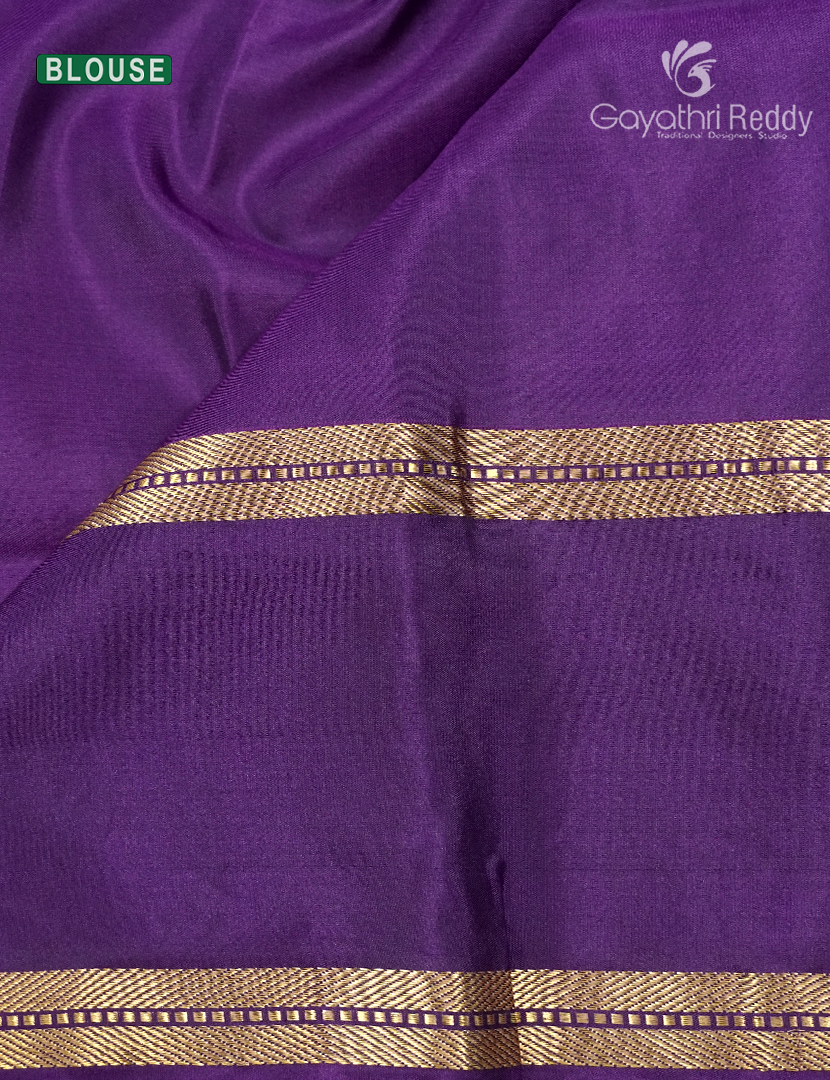 Pure Kanchipuram Silk Vintage Saree in Pastel pink and Deep Purple