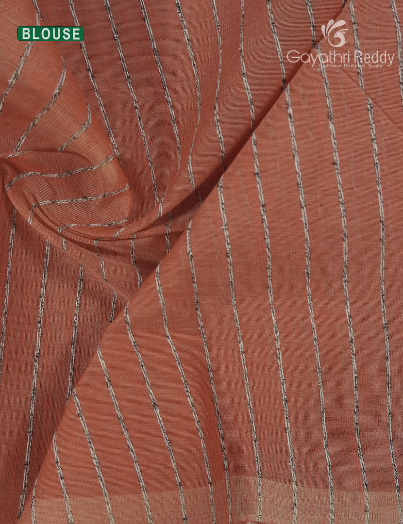 Pure Handloom Cotton Saree in Coral Peach