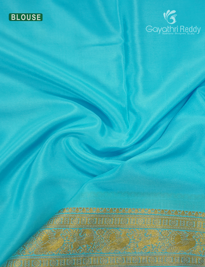 Pure Mysore Silk Saree in Sea Blue