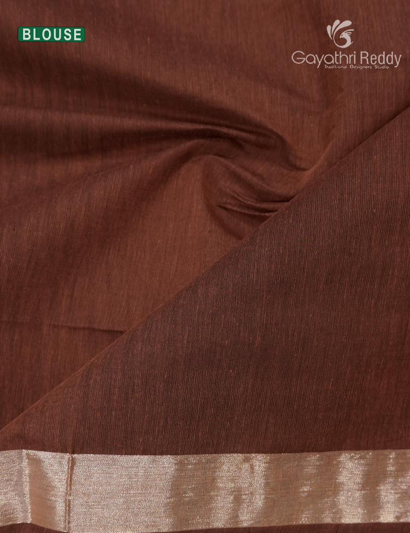 Pure Kanchi Cotton Saree in Light Brown and Deep Brown