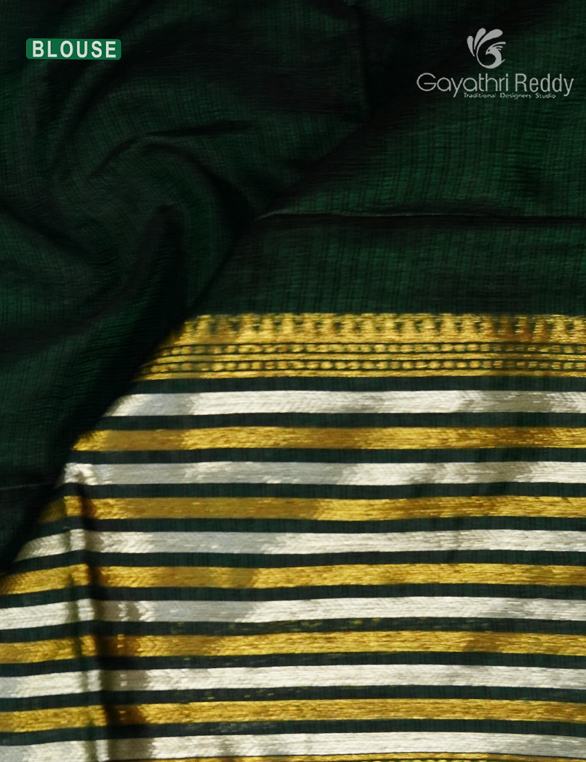 Pure Silk Kota Saree in Bottle Green
