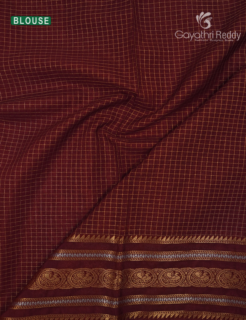 Semi Mysore Crepe Saree in Bridal Red and Brown