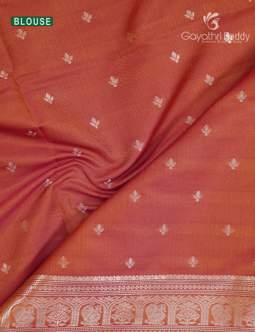 Semi Kanchipuram Art Silk Saree in Rust