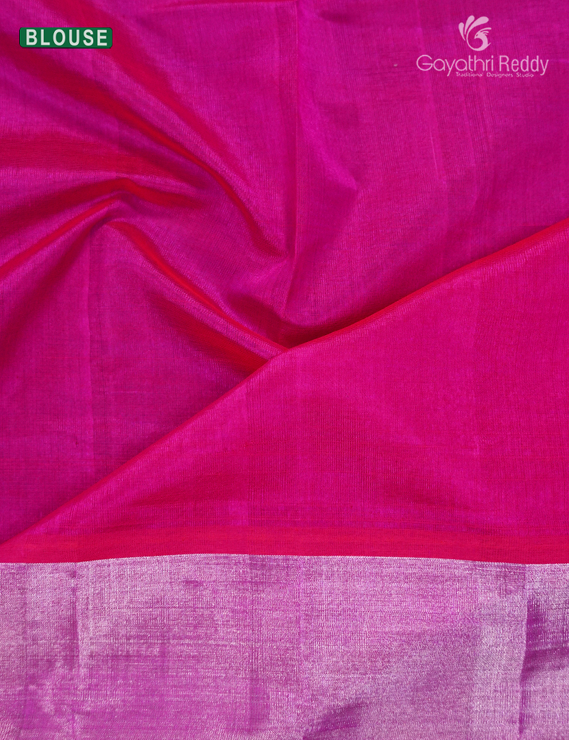 Pure Arani Sico Saree in Deep Bottle green and Hot Pink
