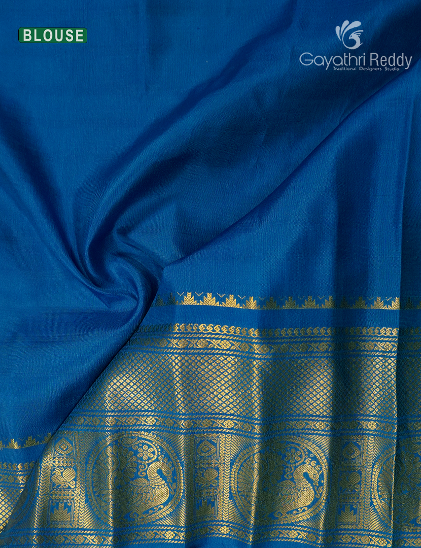 Pure Gadwal Silk Saree in Cobalt Blue