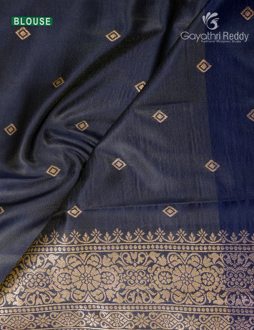 Semi Kanchipuram Art Silk Saree in Olive Green