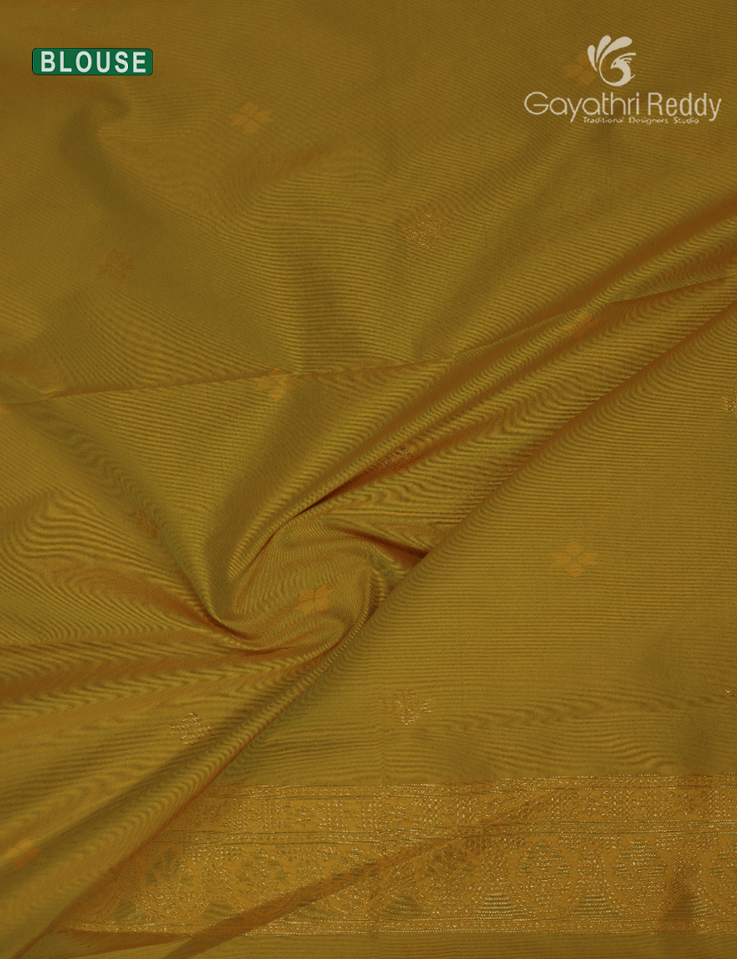 Semi Kanchipuram Art Silk Saree in Dry Mehendi