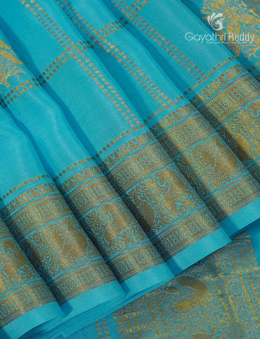 Pure Mysore Silk Saree in Sea Blue