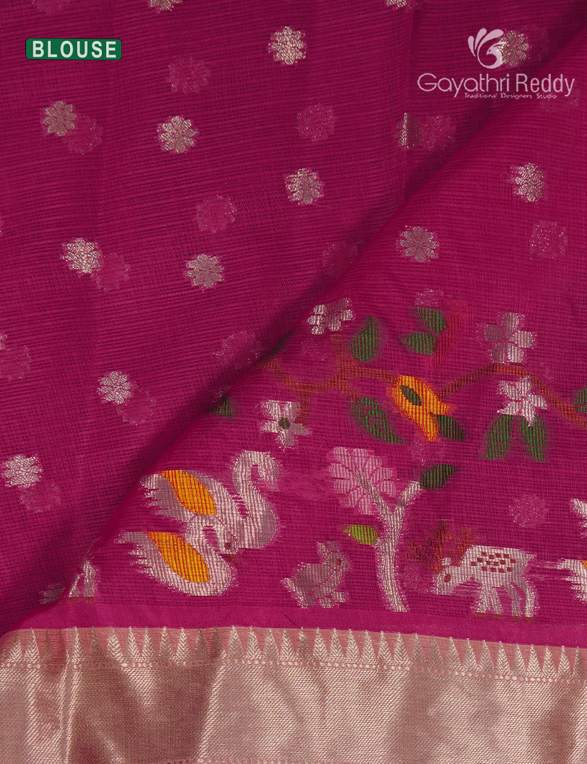 Banaras Kota Lehanga Set in Brown and Rani Pink