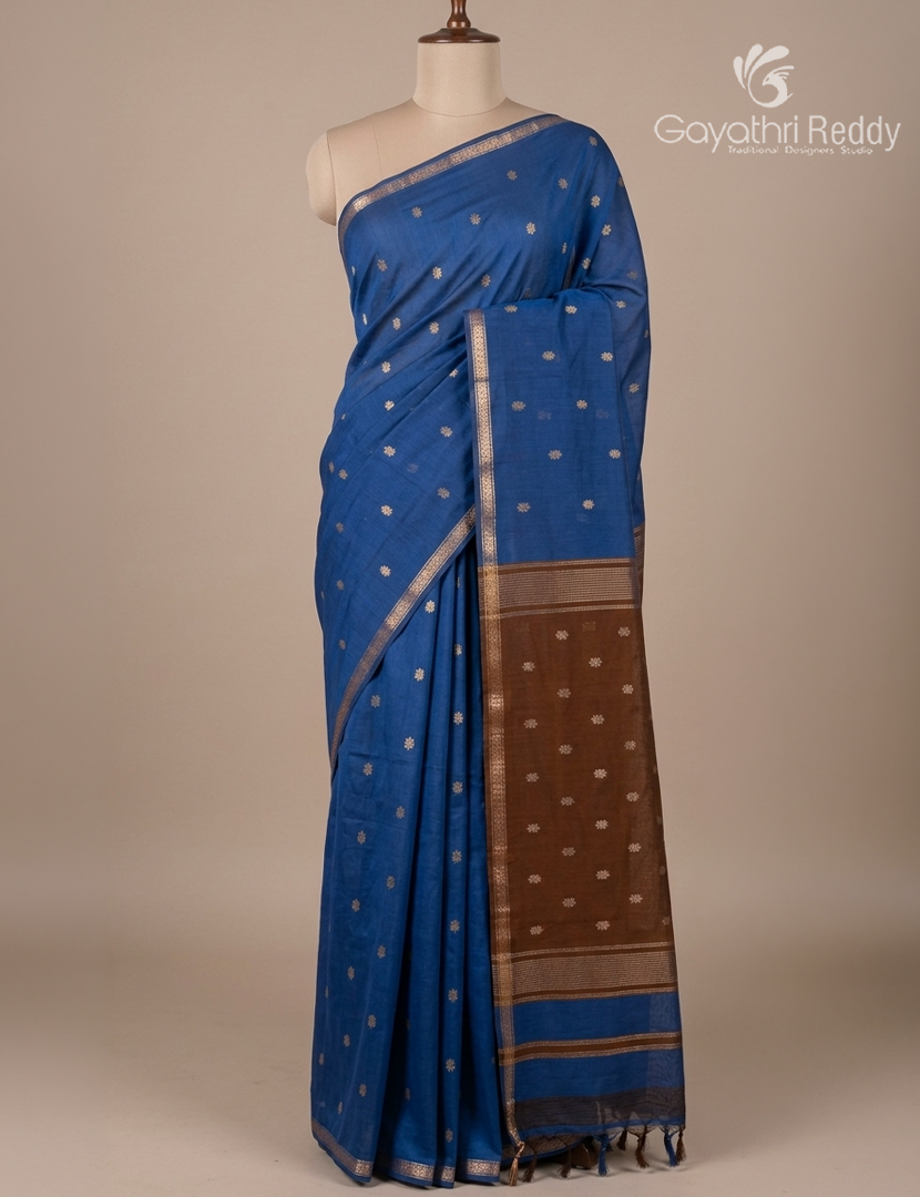 Kanchipuram Sico Saree in Blue and Brown